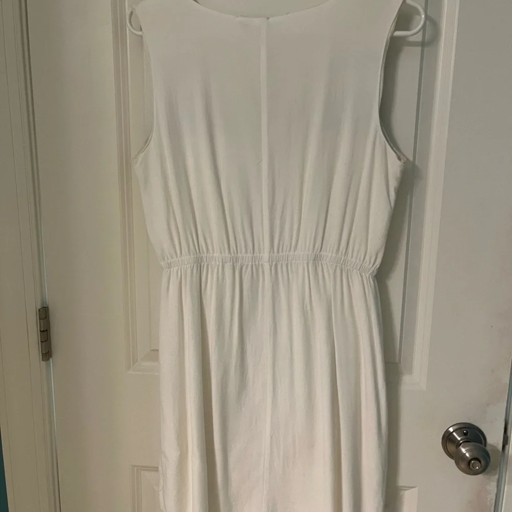 White Dress with Blue Embroidery - Picture 2 of 6